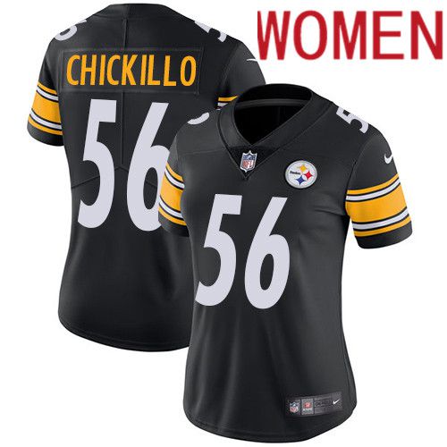 Women Pittsburgh Steelers #56 Anthony Chickillo Nike Black Vapor Limited NFL Jersey